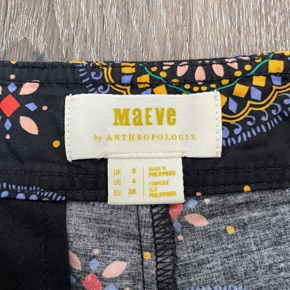 NWT Maeve by Anthropologie Abstract City Shorts Black Motif - Size: 4 - Picture 5 of 10